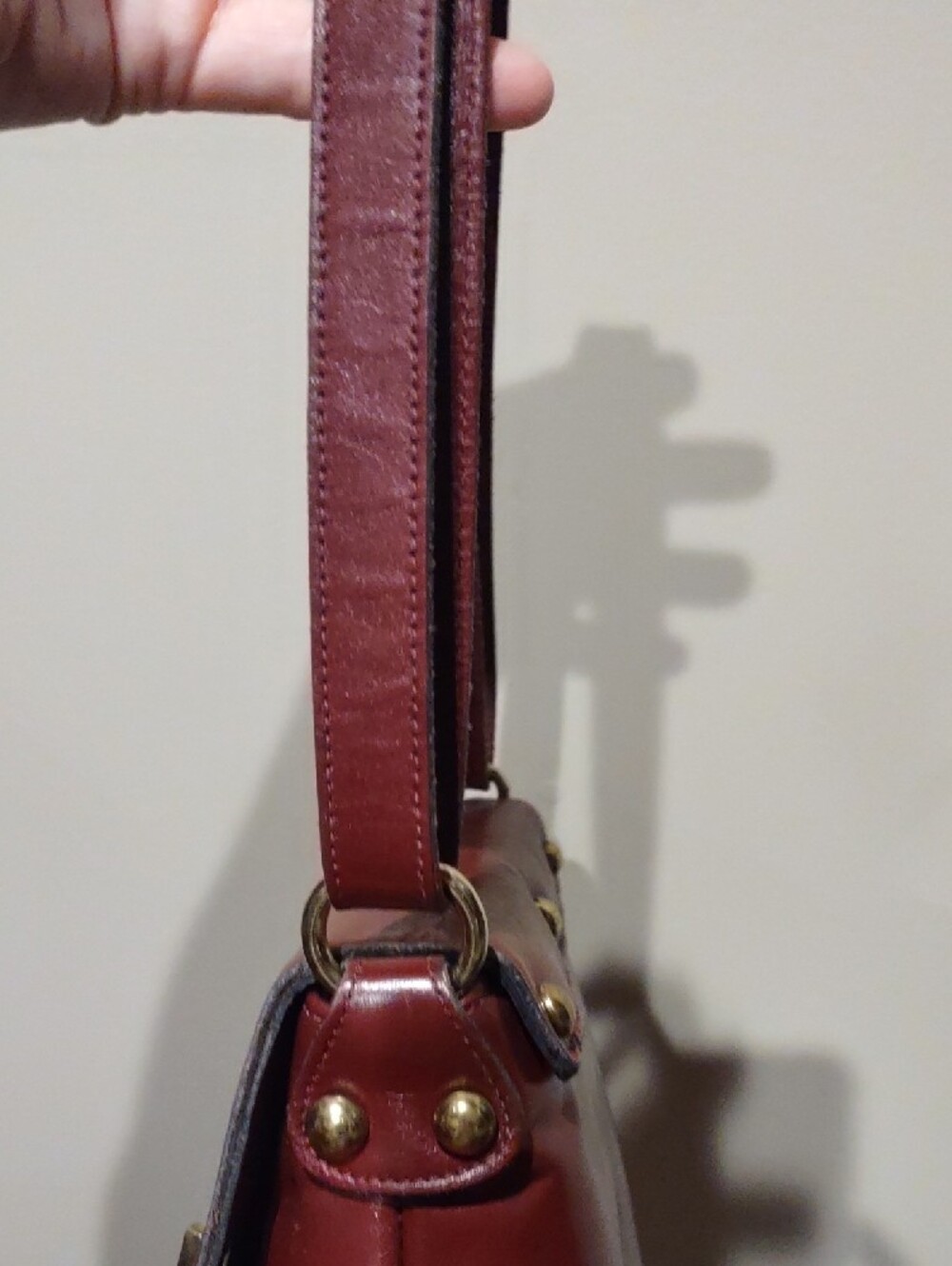 Leather Shoulder Bag in Burgundy Purse Handbag - Picture 7 of 13